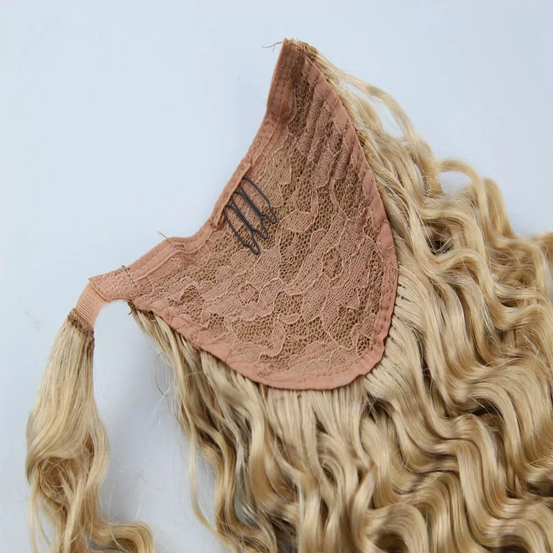 Wrap on hair virgin curly clip in Ponytail hair extensions HJ 018